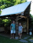 Selector Lopaka & Puamana with their backyard open air exotic 'hut'.