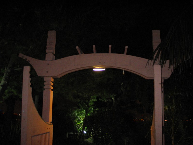The gardens are enticing at night.