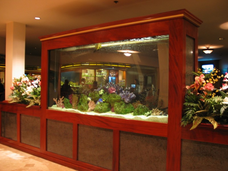 A fishtank divides the main hall lobby from the Islands Sushi and Pupu bar