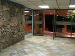 Even the lobby near the rooms has rock walls and a big ALOHA!