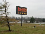 The Kahiki sign by the Columbus Beltway, the building is visible from the road.