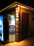 One of the four Tikis on the corners of the hut.