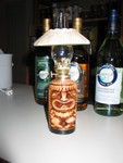 A gift from Sam and Robert- a tabletop Tiki lamp! Most excellent!