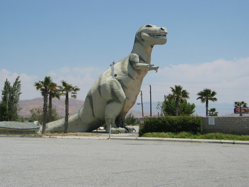 And in nearby Cabazon the Cabazon dinos. Unfortunately, the wingnut anti-evolution jackasses have gotten a hold of them and are now using kids facination with the dinos in an attempt to debunk science. 