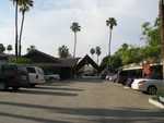 Now we've gone through the entry A-Frame and driven up the (from the street) Left side of the hotel. The Reef A-Frame i on the left, and the Tiki hut to the right of the entry A-Frame.