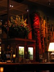 The giant Marquesan Tiki to the right of the bar.